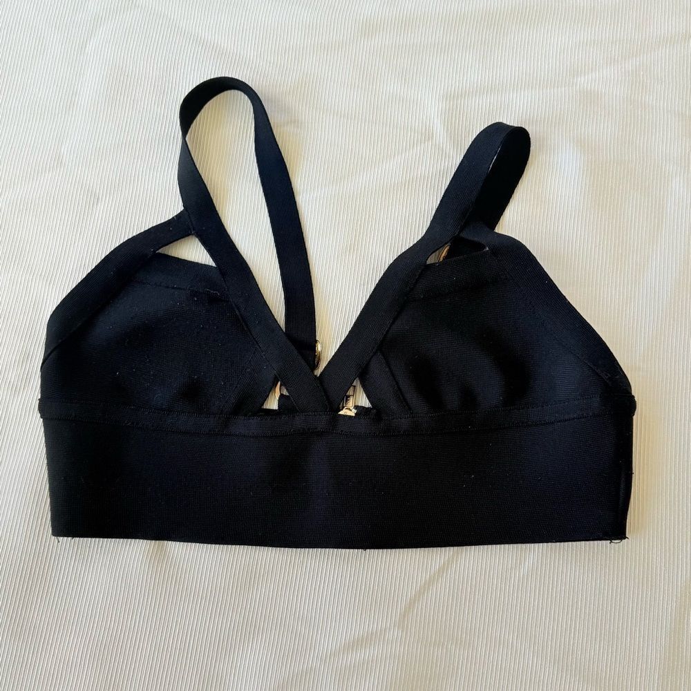 Fashion Nova Womens Bralette Tank Zip Strapy Black No Wire Medium M